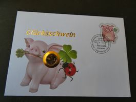 Schweiz 2019, FDC Glücksschwein  mit 1 Räppler 2002