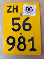 Velonummer ZH 86 gelb Mofanummer Plaque Mofa