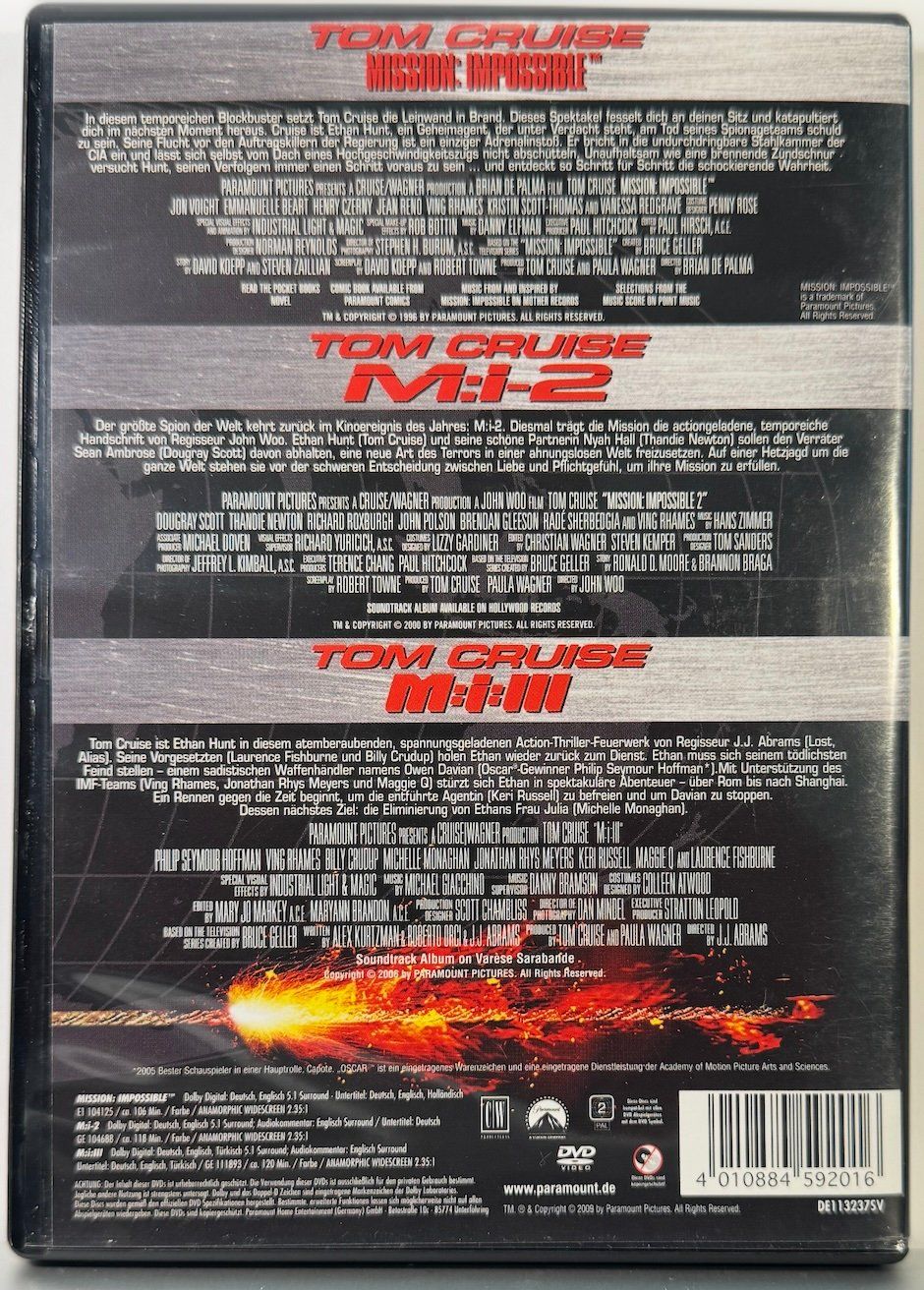 Tutti i DVDs: 3 DVDs MISSION: IMPOSSIBLE TRILOGY - TOM CRUISE – Usato da Wisen venduto da gigisna 4