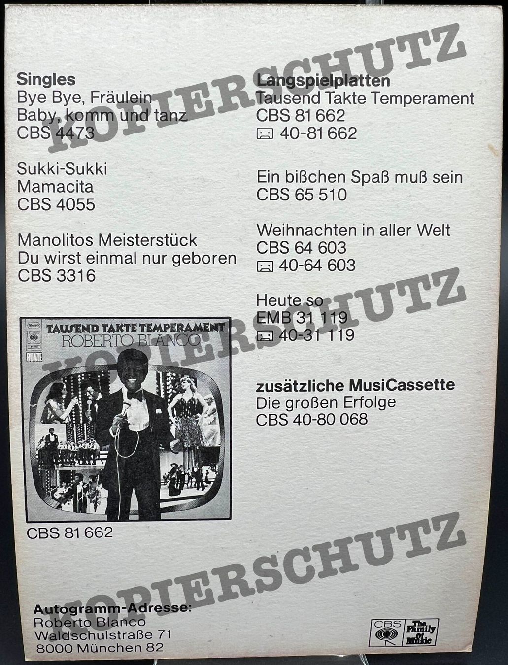 Autografi: Roberto Blanco - Autogrammkarte ca. 1970er Jahre – Usato da Häusernmoos venduto da platten-teller 1