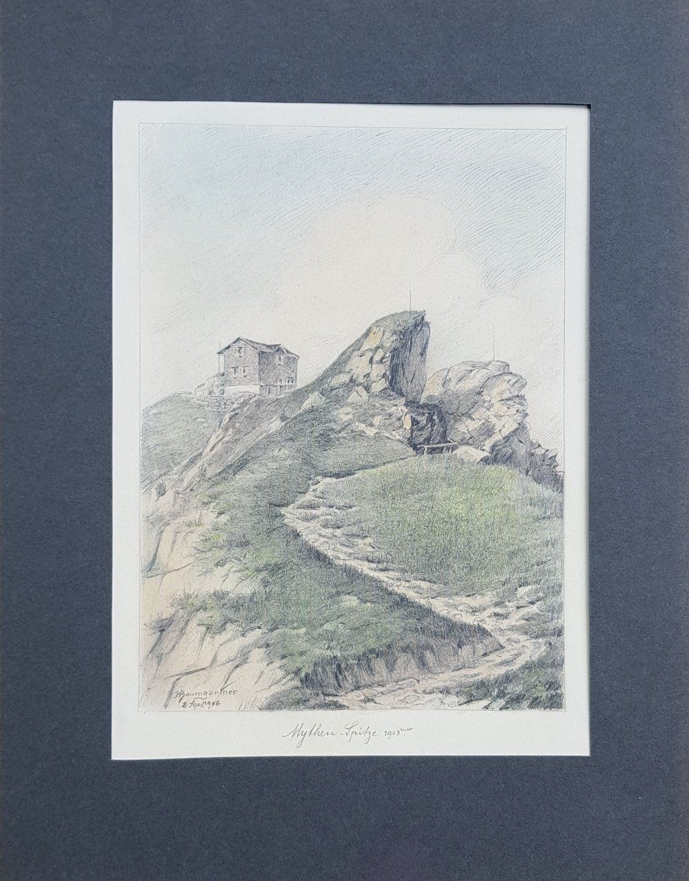 Dipinti: Mythen Spitze  1906  -   H. Baumgartner – Usato da Horw venduto da Kunstreich7 4