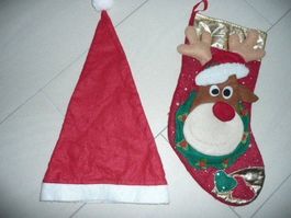 Weihnachtsmütze und Samichlaussocke plus 3 samichlaus säcke