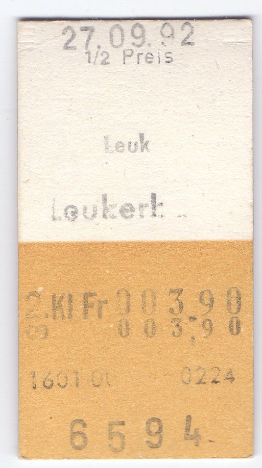 Biglietti: Billette Leuk - Leukerbad – Usato da Langenthal venduto da Sammlungs_aus