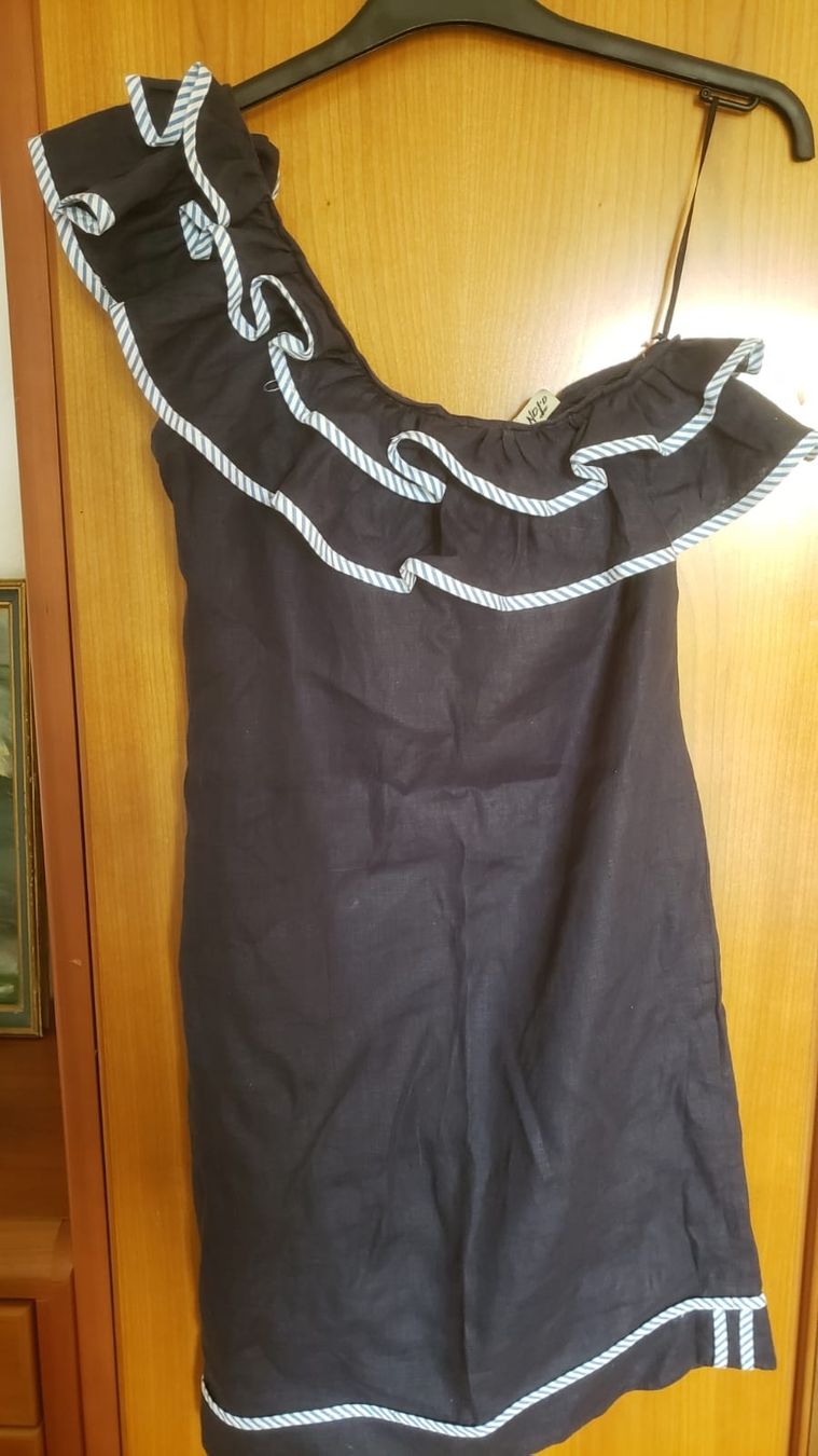 Vestiti: Kleid, Leinen, dunkelblau , S -Ukraine Spende – Usato da St. Gallen venduto da makarool