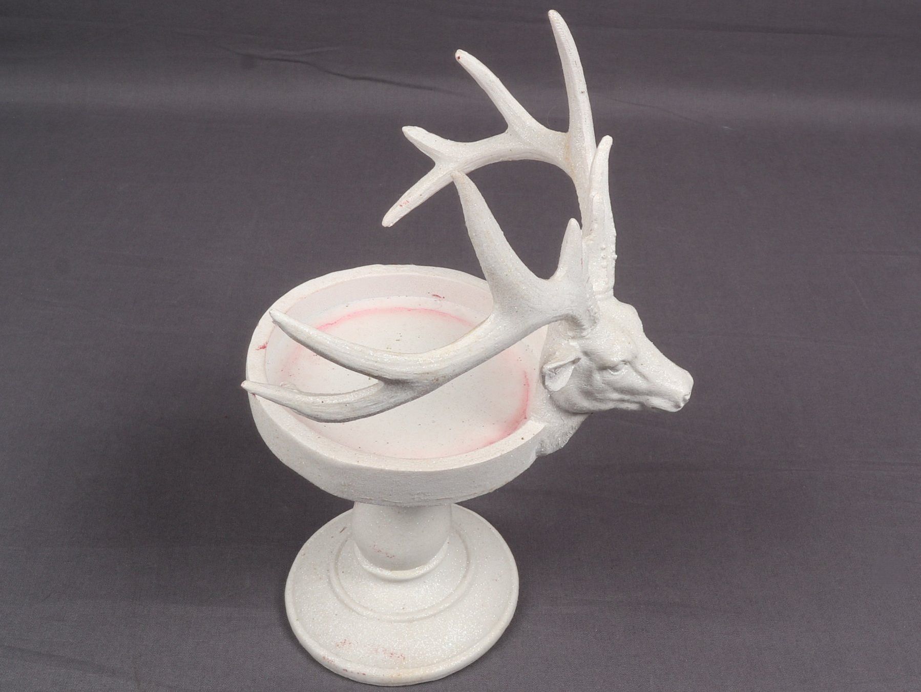 Portacandele: Hirsch Kerzenhalter Weiss mit Glitzer – Usato da Steinen venduto da Restwert_Steinen 1
