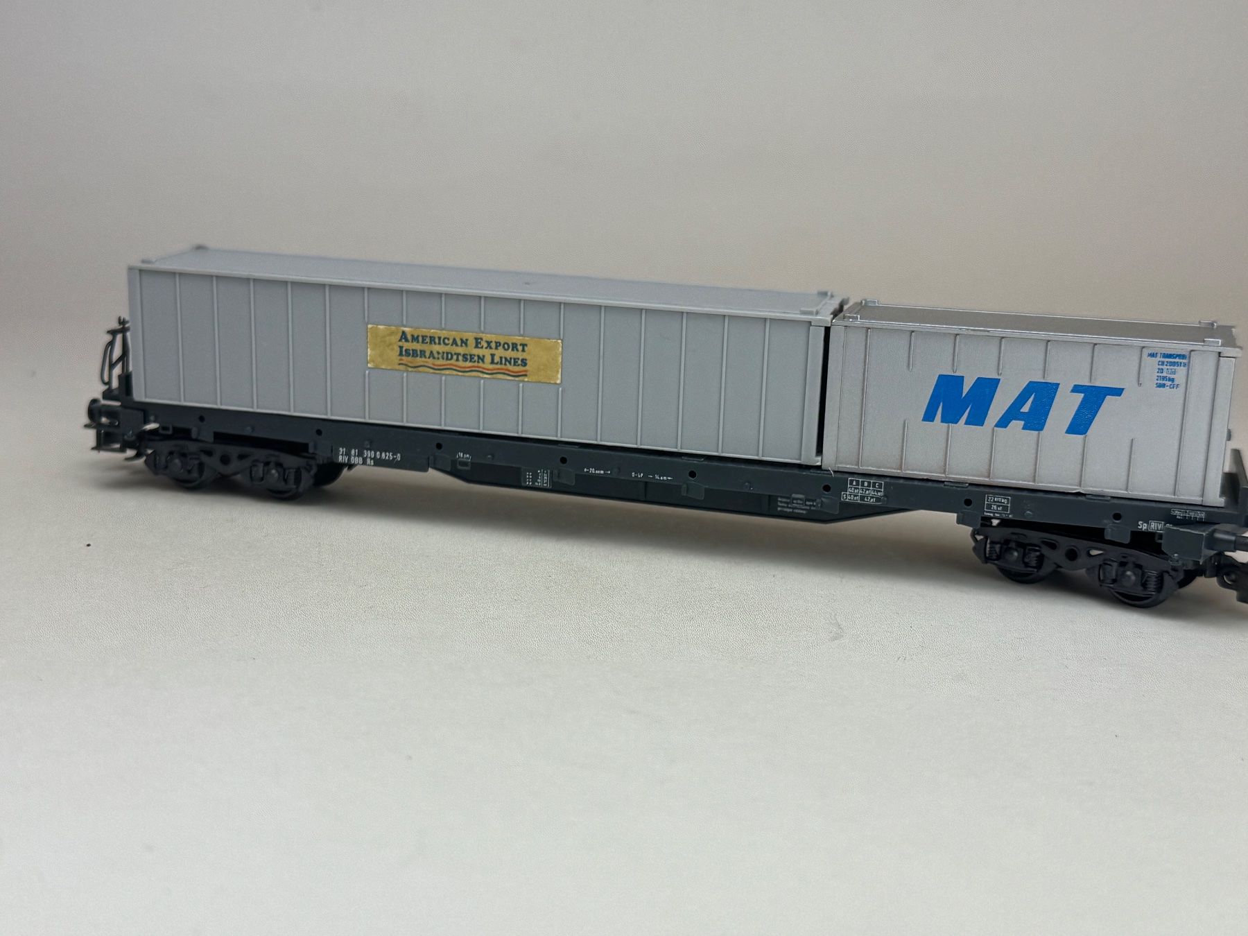 Liliput Modellini di ferrovie: Liliput Containerwagon  Container Mat Sea Containers – Usato da Elm venduto da Wikmtz