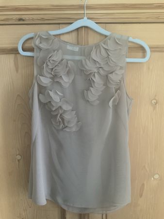 Akris Top Damen Grösse 36 beige Blumen Ärmellos Chiffon