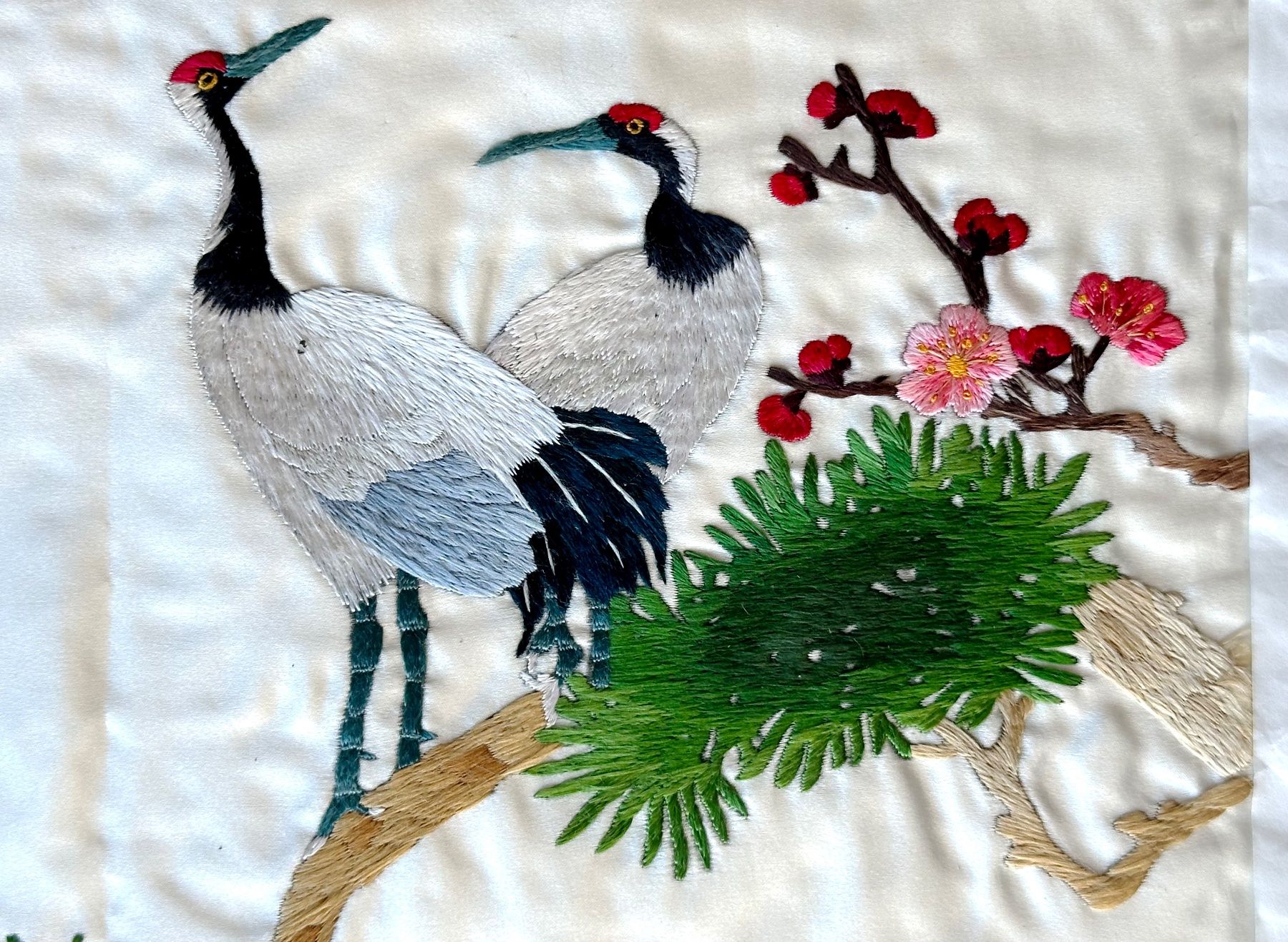 Dipinti: Japanisches oder Chinesisches Stickereibild mit Kranichen – Usato da Seltisberg venduto da quadartswiss 1