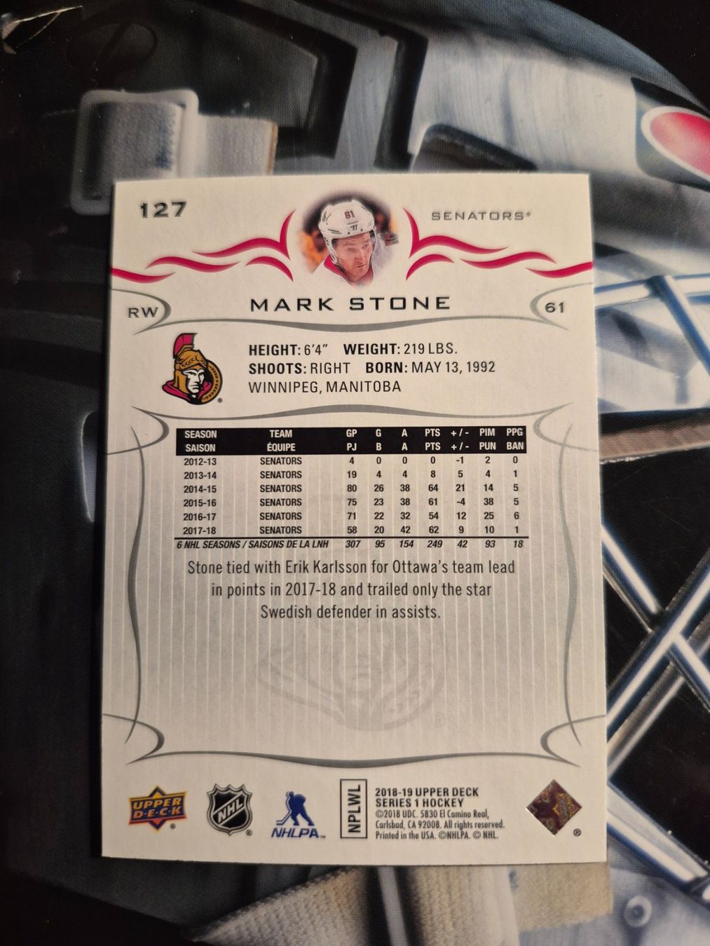 NHL Sammelbilder & Trading cards: NHL Mark Stone Ottawa Senators – Gebraucht aus Treiten von Sauber73 1