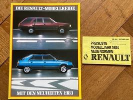 RENAULT 1983 Prospekt & CH-Preisliste 1983 1984 brochure lot