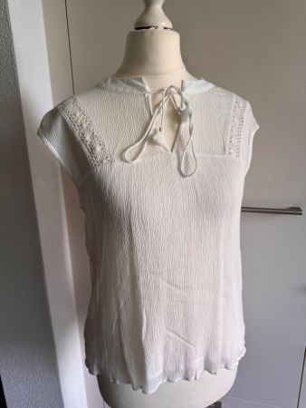 Kurzarm Shirt Bluse Gr. 34 weiss von Comma