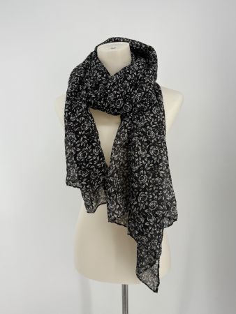 Schwarzer Schal mit Blumenmuster