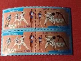 Briefmarken Frankreich Sydney 2000 Olympia, Viererblock, Top