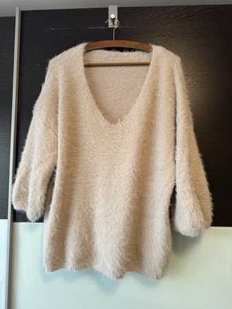 Flauschiger Damen Pullover, Beige, Grösse M