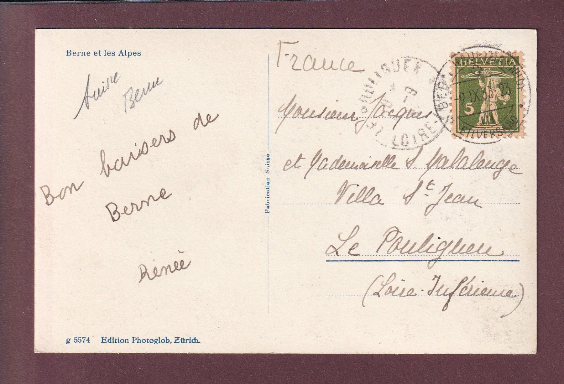 Cartoline postali: BERN und die Alpen - 1933 – Usato da Pully venduto da nicecards 1