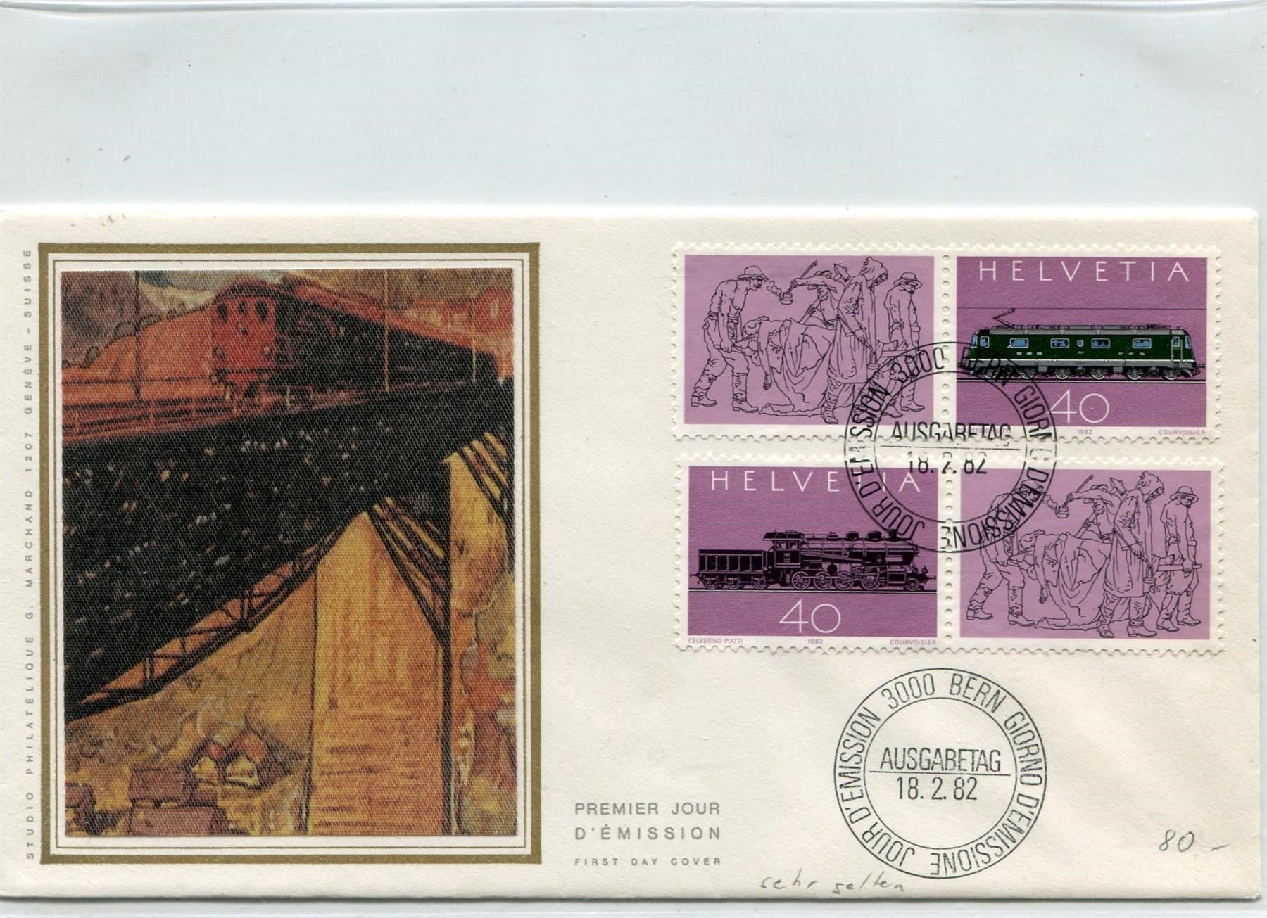 Tous les timbres: 1982 Gotthard Bahn FDC nicht zusammenh. – D'occasion à Winterthur par Kyoung