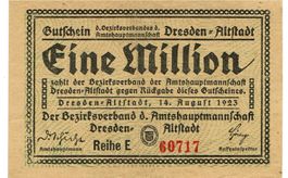 Dresden 1 Mil.Mark 14.08.1923 VZ Reihe E