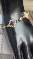 Bracciale donna oro con quadrifogli e strass nuovo