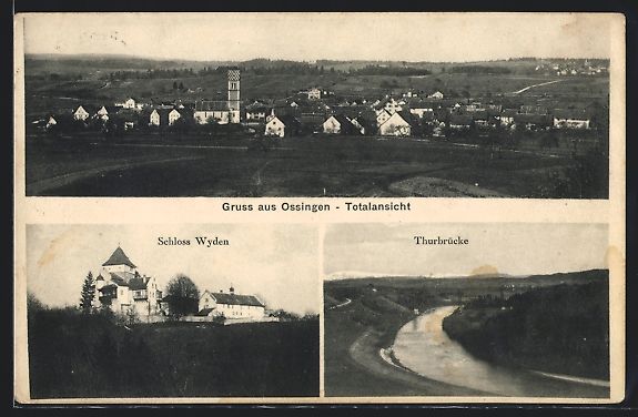Ansichtskarten: Ossingen, Totalansicht, Schloss Wyden, T – Gebraucht aus Berlin von bartko-reher