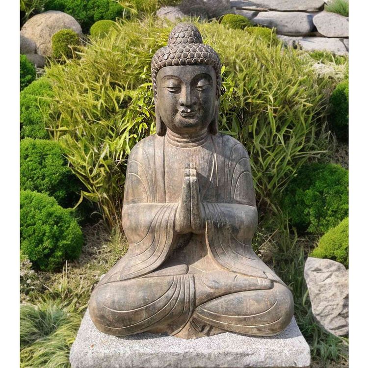 Buddha Garten Statue Naturstein Namaskar Mudra Skulptur 81cm Kaufen