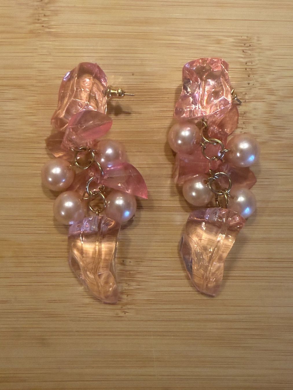 Boucles d'oreille: Rosa Statement-Ohrringe mit Perlen – Modeschmuck – D'occasion à Basel par zukk_ 1