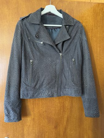 Blouson/veste daim souple gris léopard Kookai, t.36/S