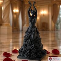 Rose Dancer Sculpture - Gothic Floral Art - 3D Printed