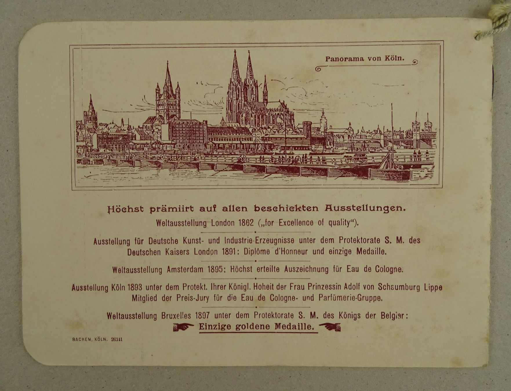 Documenti: EAU DE COLOGNE, PROSPEKT UM 1900, JUGENDSTIL – Usato da Grüningen venduto da Kartensammler 1