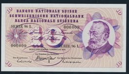 Banknoten Fr. 10. Bankfrisch ungebraucht