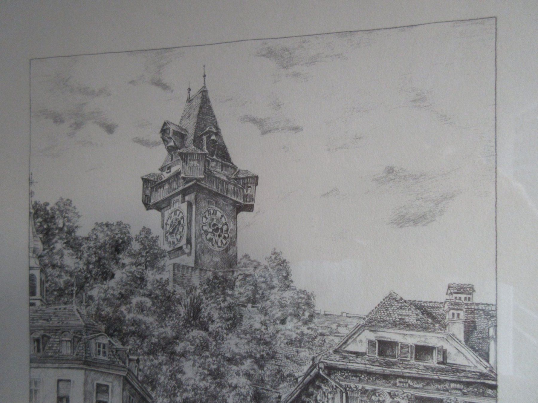 Grafica & Litografie: Graz Uhrturm, Lithographie E.A., Künstlerexemplar – Usato da Binningen venduto da mondoantico 1