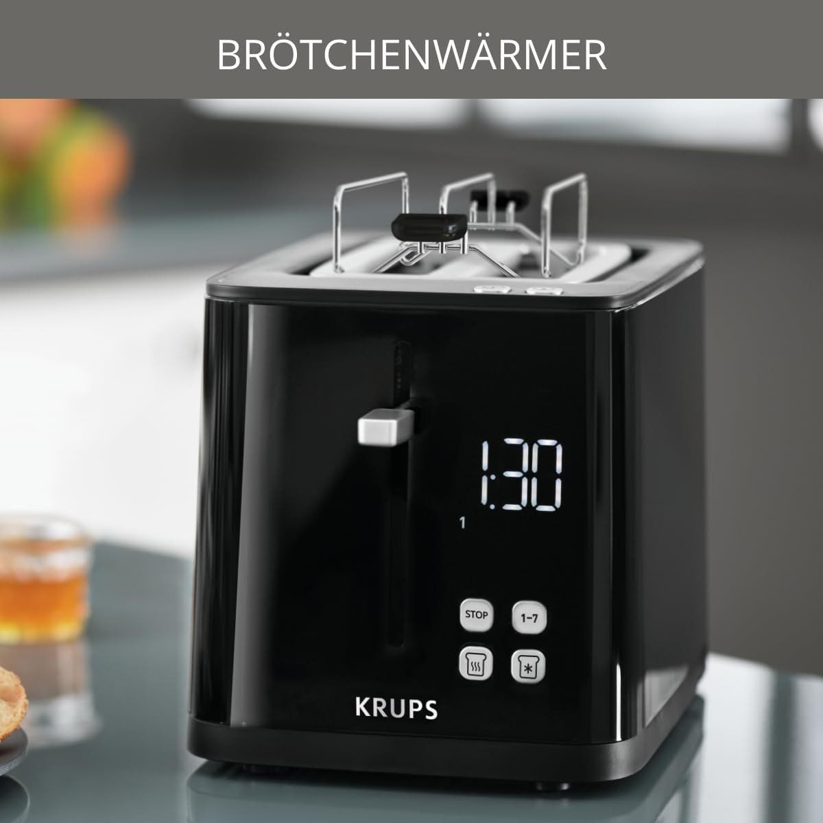 Elettrodomestici da cucina: Toaster 2 Scheiben Digitalanzeige Countdown schwarz 850 Watt – Nuovo e nell'imballaggio originale da Genève venduto da Top-Trend 6