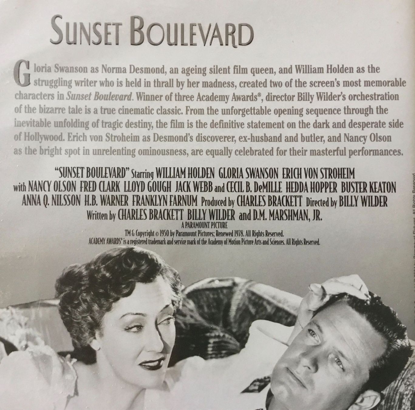 Tutti i DVDs: SUNSET BOULEVARD - DVD Billy Wilder  Holden Swanson Stroheim – Usato da Zürich venduto da kalikabisa 4