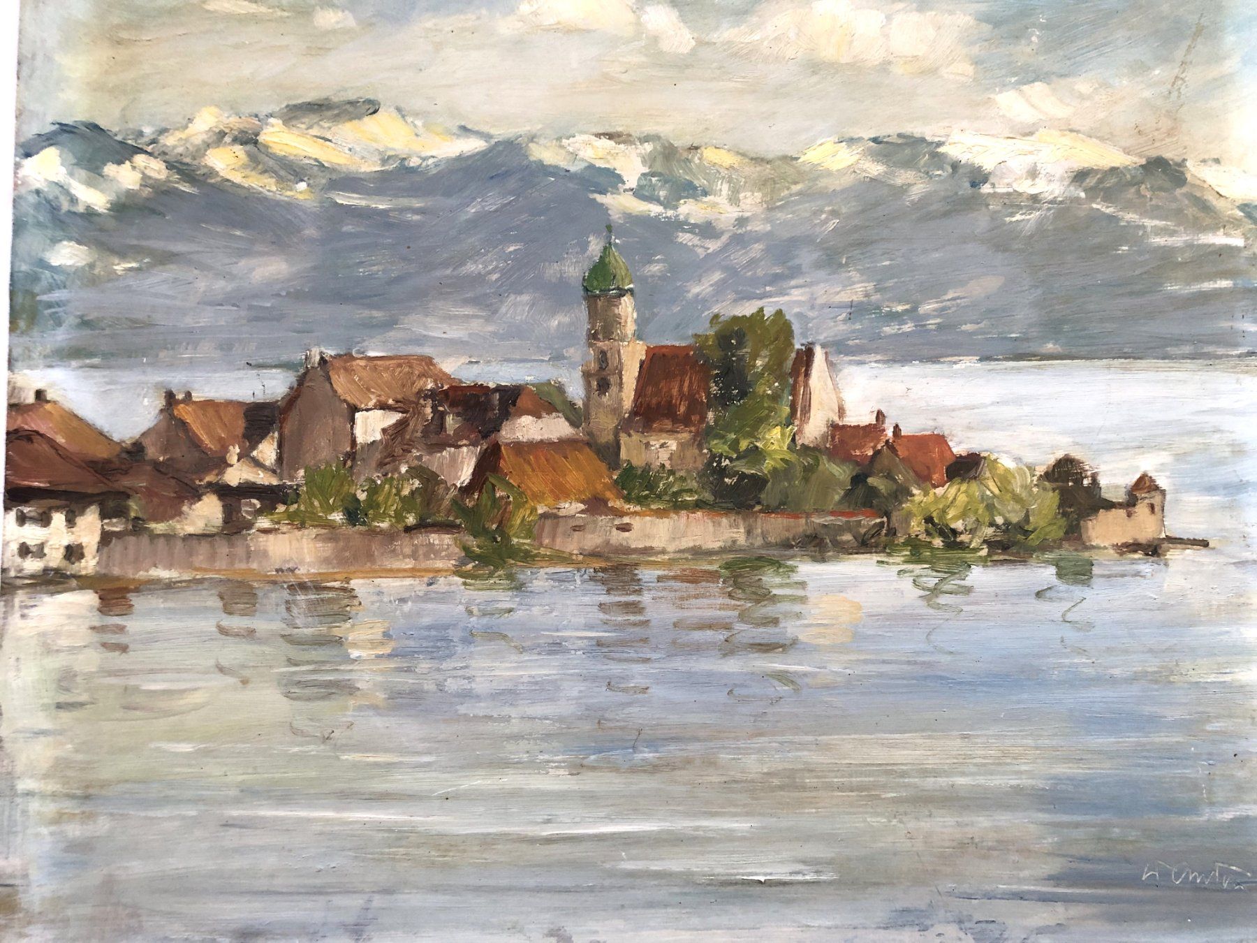 Gemälde: Ölgemälde - "Wasserburg am Bodensee" - signiert – Gebraucht aus Schaffhausen von durruti 1