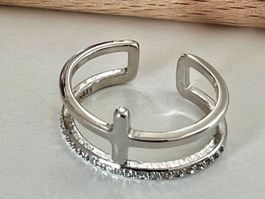 925 Silberring wandelbar 2 Designs & Zirkonia Unisex Gr. 58