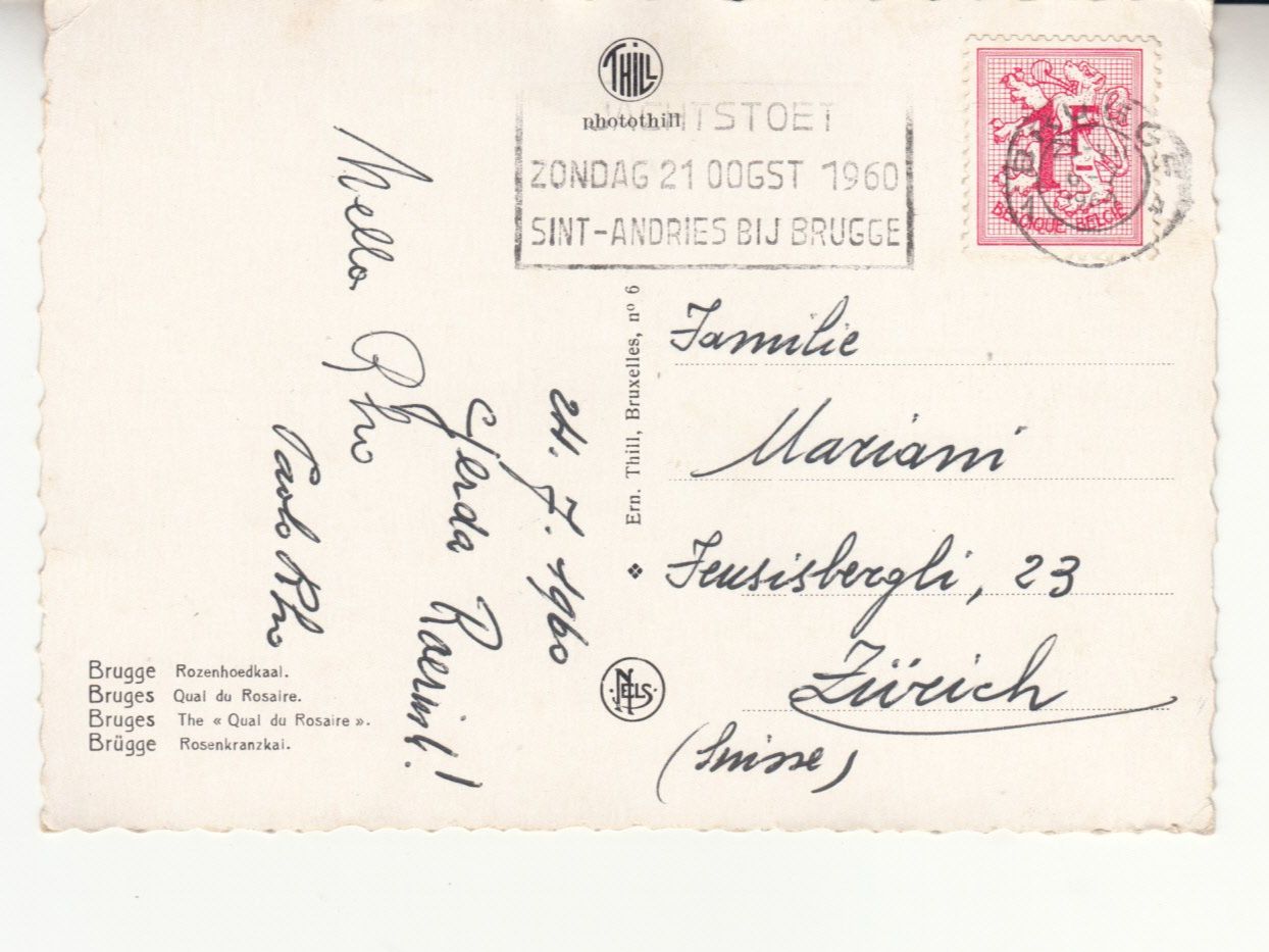 Cartoline postali: Brügge 1960 – Usato da Bürglen TG venduto da StampGraf 1