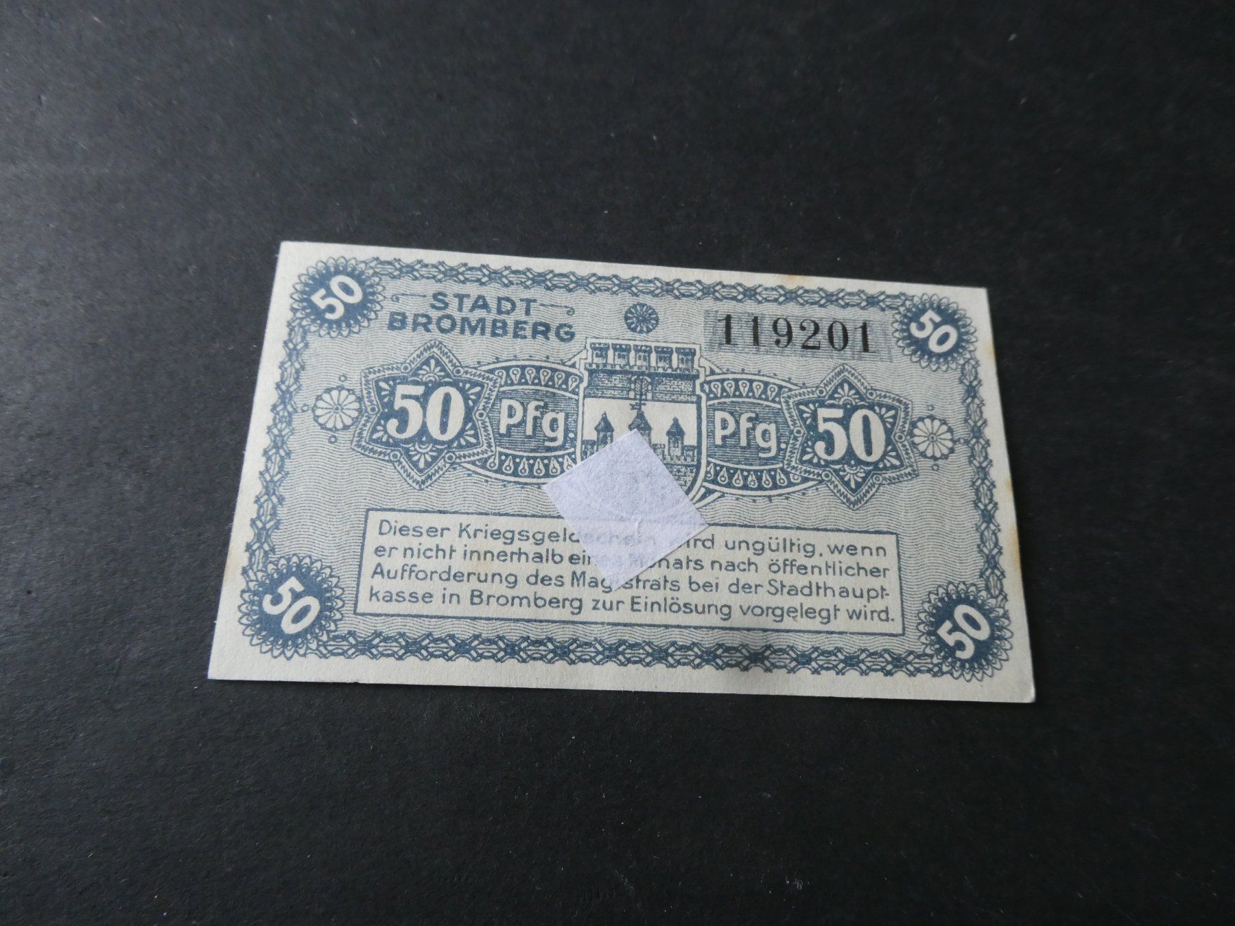 Banknoten: Dt. Reich,  Bromberg - Notgeldschein – Gebraucht aus Hinterforst von Rohusri 1