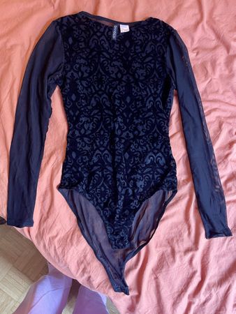 Sexy Samt Body, schwarz/durchsichtig/seethrough, Gr. S