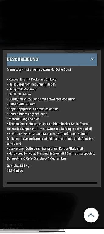 Strumenti musicali: Maruszczyk Jazzus 4a Coffee Burst  – Usato da Hauptwil venduto da she_ch7h 3