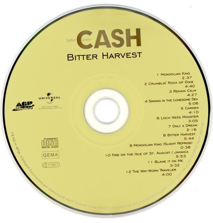 CD: CD - JOHN CARTER CASH ‎– Bitter Harvest – Nuovo (secondo la descrizione) da Morges venduto da evnocha3 3