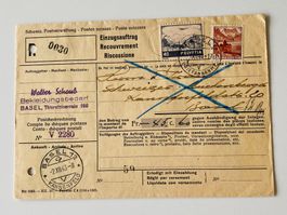 1943 Flugpost auf Einzugsauftrag sehr selten zu finden BASEL