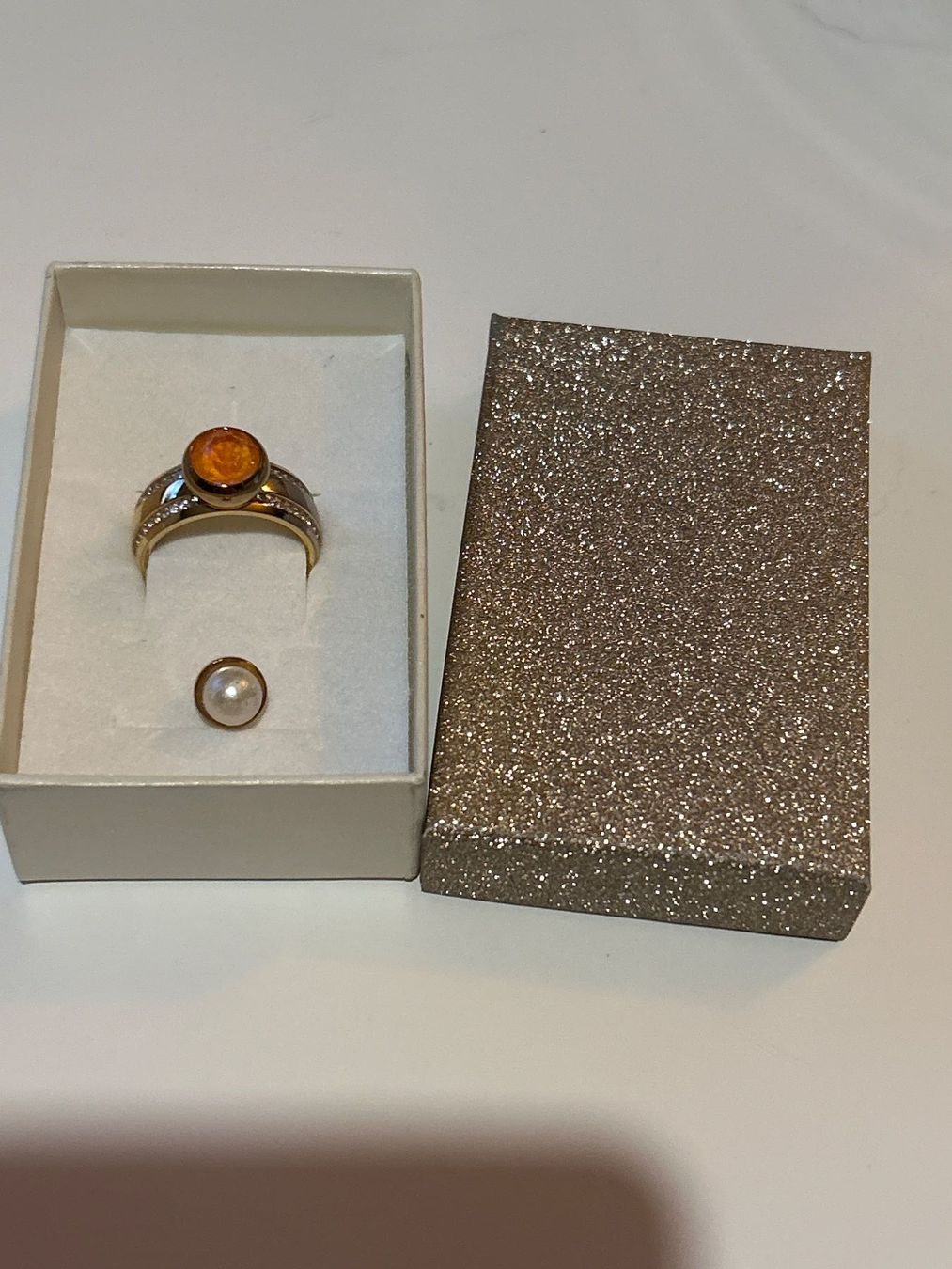 Anelli: Damenring mit Wechselstein goldfarbig Modeschmuck Gr. 58 – Usato da Brunnen venduto da Nala2929 7