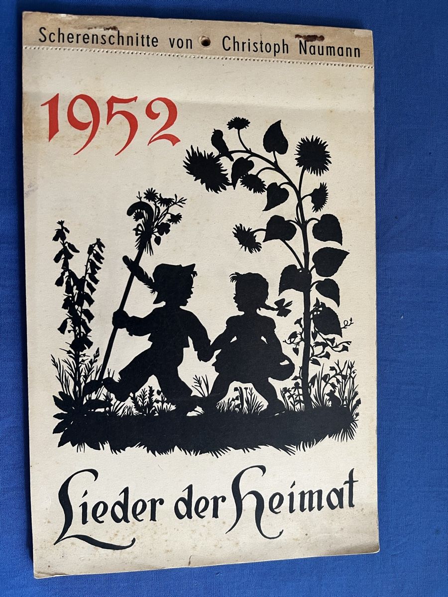 Grafiken & Lithographien: Wandkalender 1952 mit Scherenschnitten von C. Naumann – Gebraucht aus Romanshorn von Apfelschuss