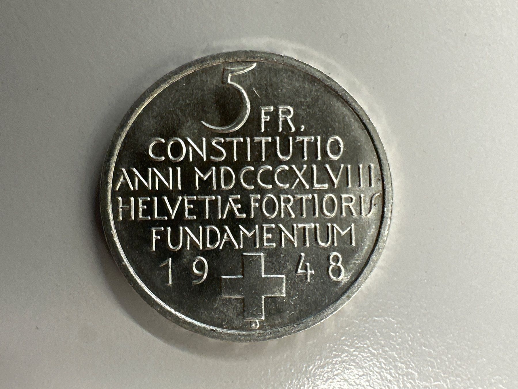 Tutti le monete: 5 Fr. Silber Schweiz Verfassung 1948 – Usato da Herisau venduto da herau 1