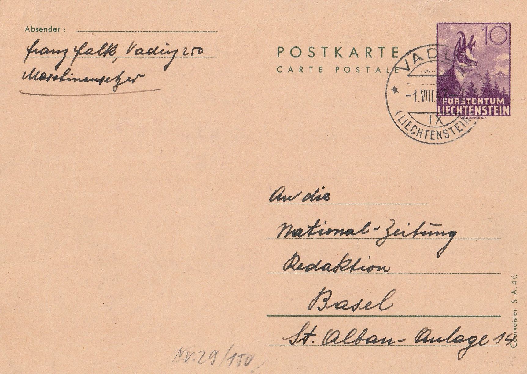 Tous les timbres: FL 4 x 10 Rp. GS-Pk – D'occasion à Rorschacherberg par fratovi2