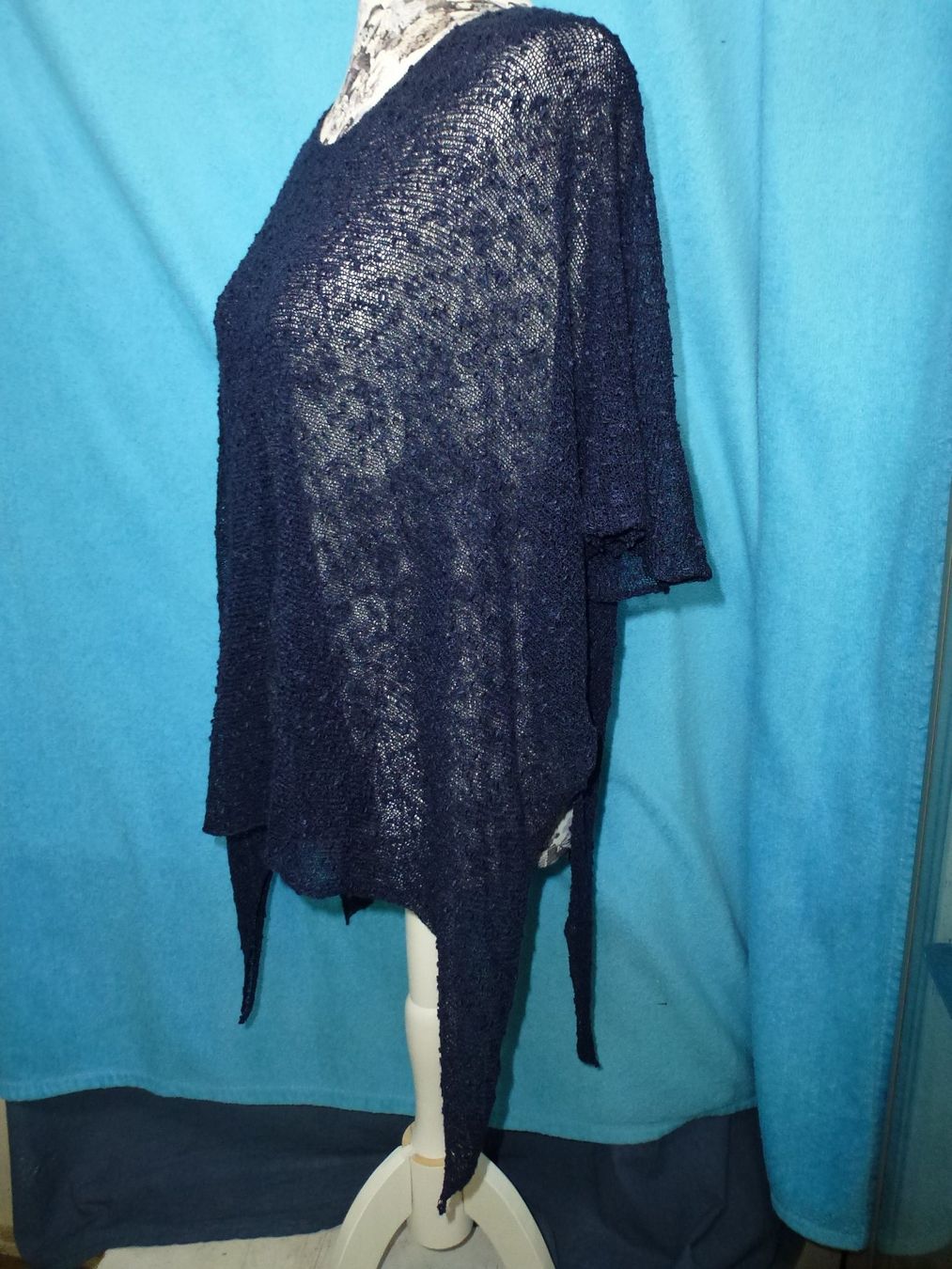 Maglioni & Felpe: STRICK PULLOVER ZIPFELIG HAUCHDÜNN BLAU KURZARM SOMMER GR L – Nuovo (secondo la descrizione) da Kreuzlingen venduto da ang_7k8d 1