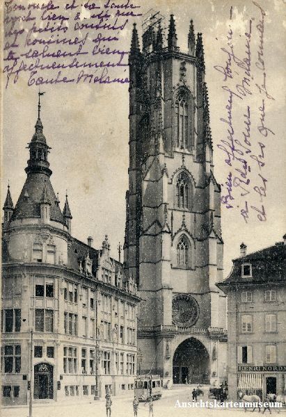 Cartoline postali: Fribourg -Cathédrale Tram 1906 – Usato da Emmenbrücke venduto da teestube