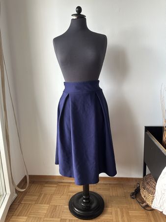 Damenrock dunkelblau Grösse 36 Faltenrock Midi