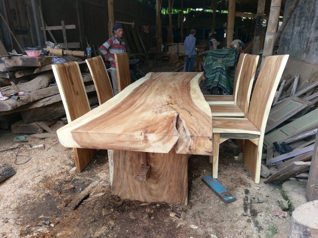 Set di tavolo e panche: Garnitur Sitzgruppe Tisch Stuhl Baumscheibentisch Suar Holz – Nuovo e nell'imballaggio originale da Daisendorf venduto da Wohn-Kult 8