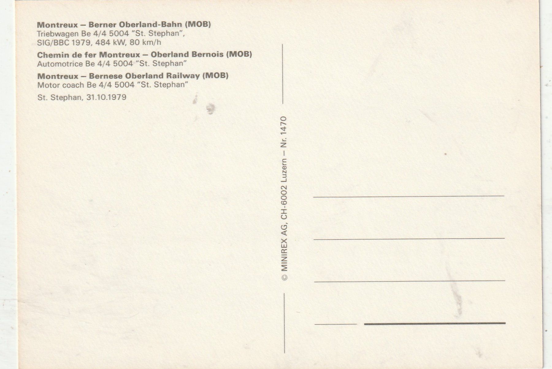 Cartoline postali: Berner Oberland Bahn – Usato da Lumbrein venduto da made02 1