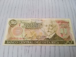 Costa Rica 50 Colones 1988 Banco Central, Sammler Banknote